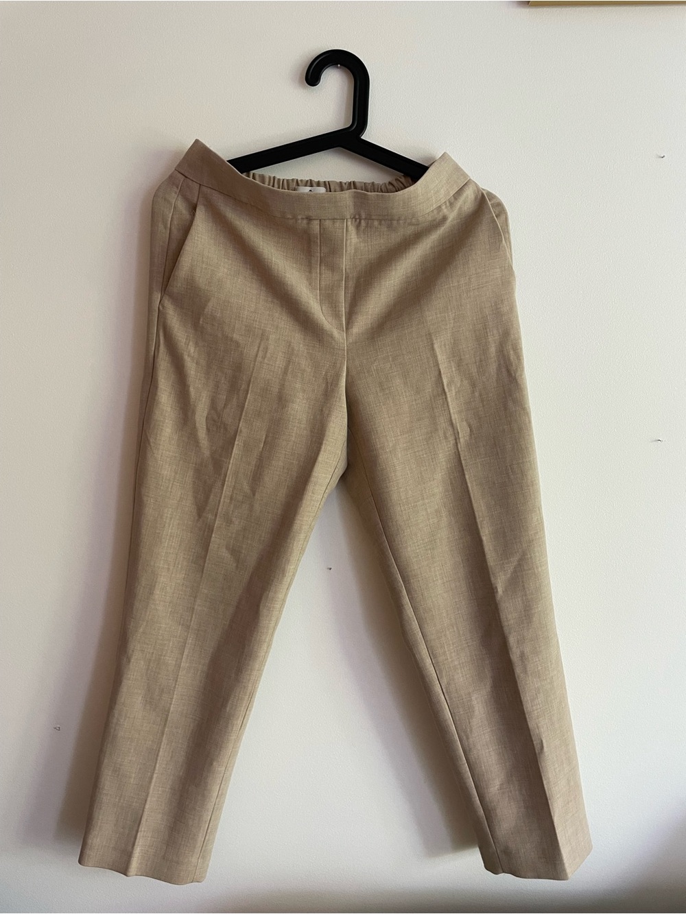 Babaton Cropped Straight-Leg Pants in Beige
